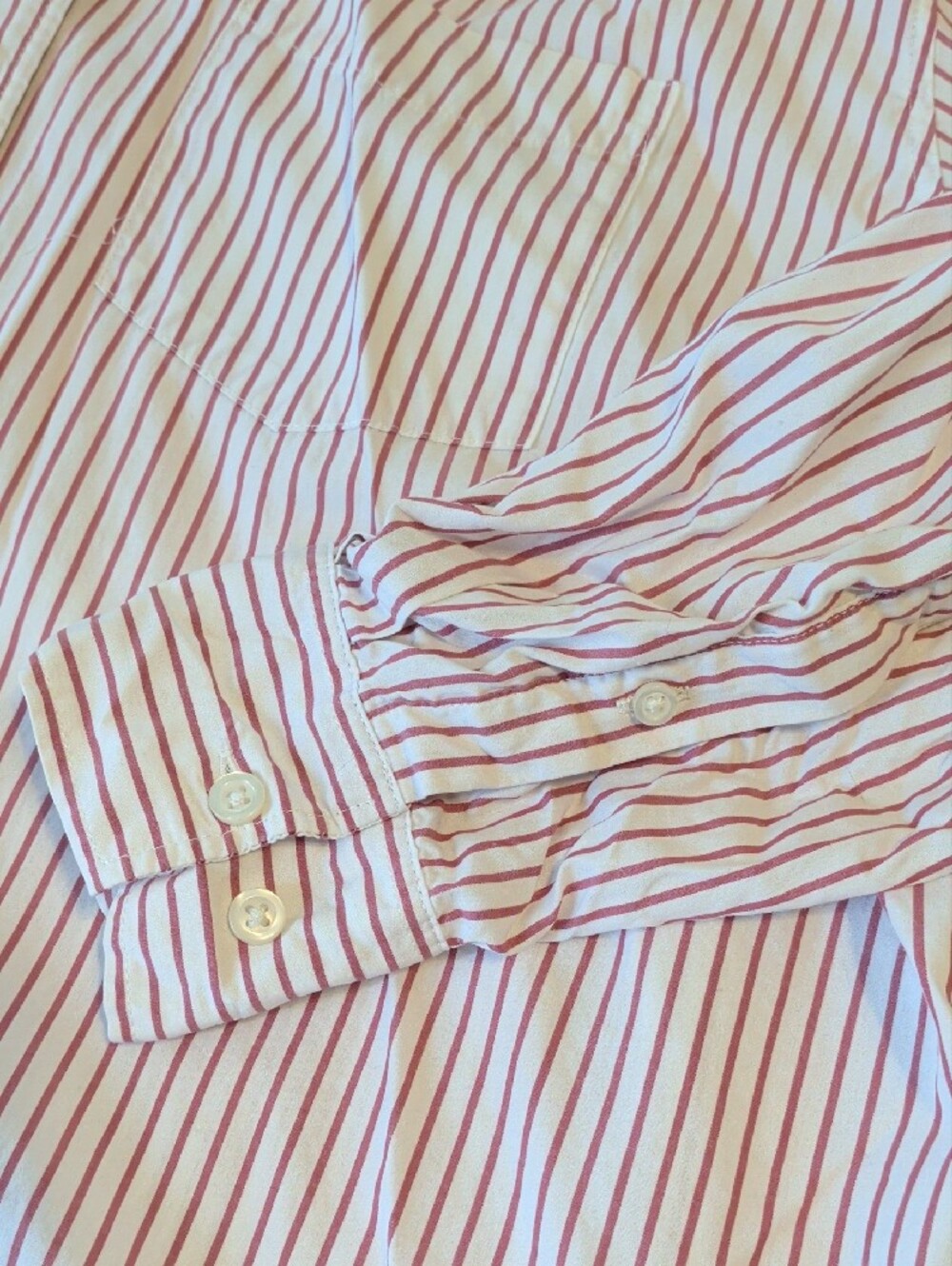 GAP Women's Pink and White Vertical Stripe Button-Up Shirt "The Big Shirt" - M - Picture 5 of 12